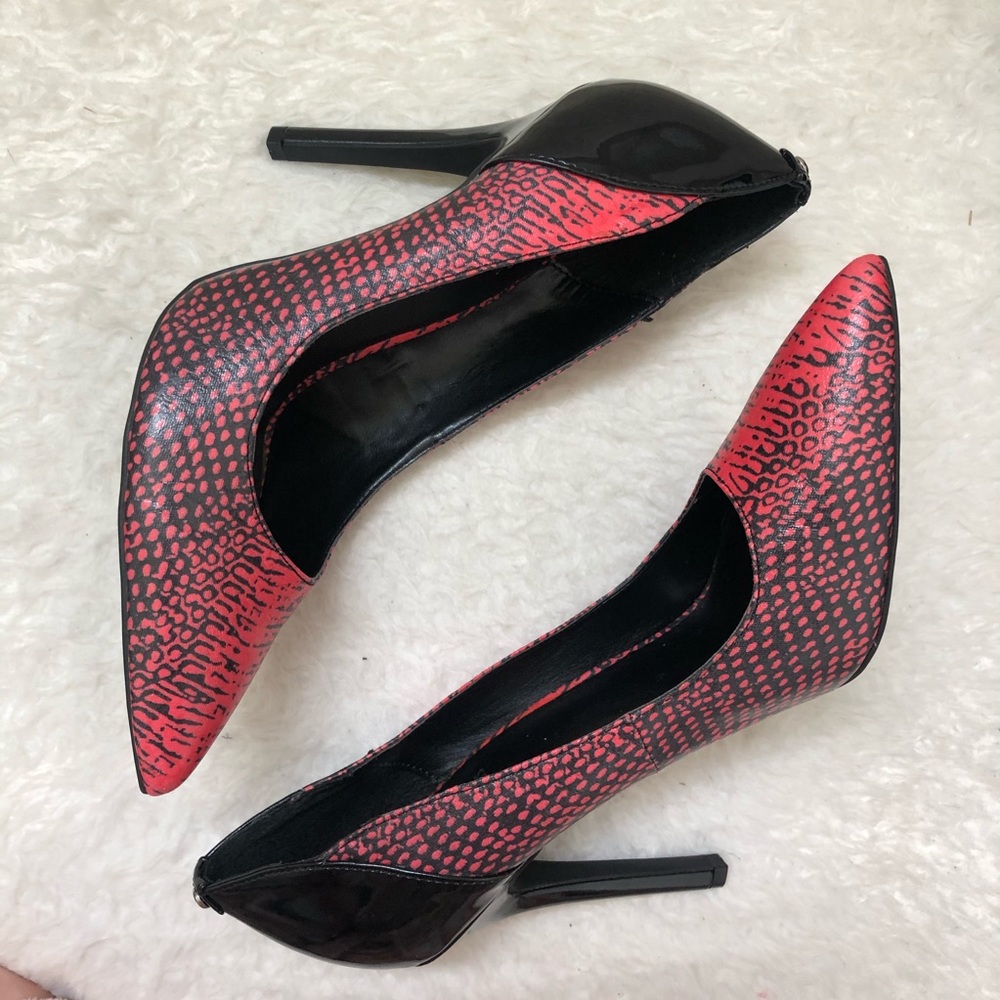 G by Guess pink black animal print heels